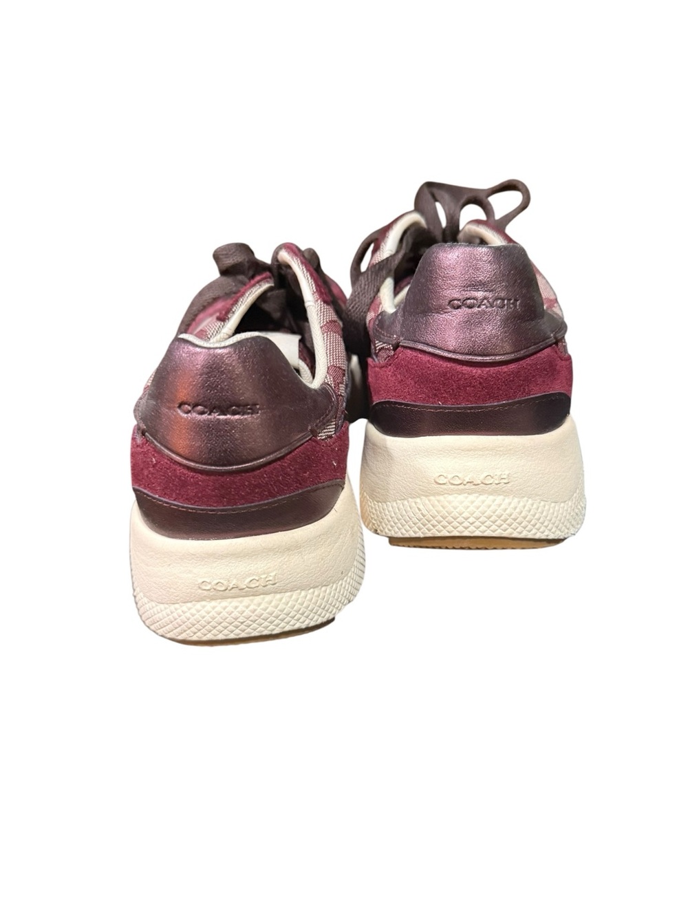 Coach CitySole Court Sneaker Burgundy Signature Jacquard Platform Sneakers 10B - Picture 3 of 10